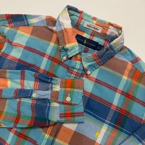 Ralph Lauren Madras Shirt Mens L Multicolor Excellent Plaid Button Down Woven